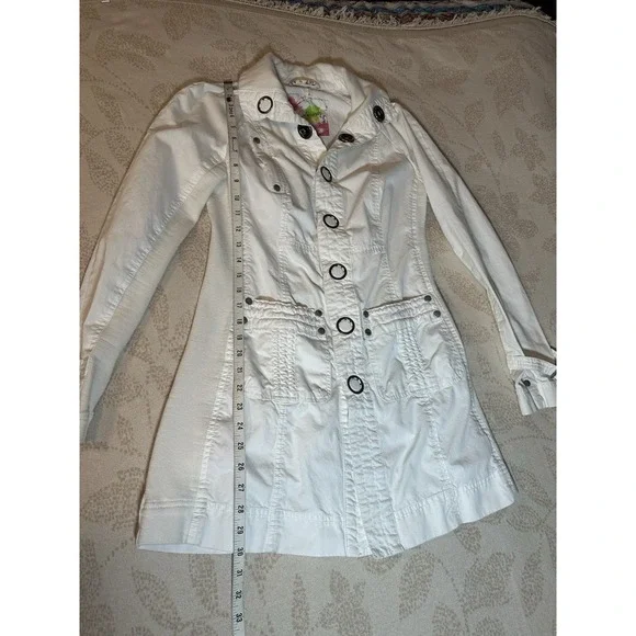 Free People Snap Down Trench Coat Womens 4 Cream White Overcoat - Picture 12 of 14